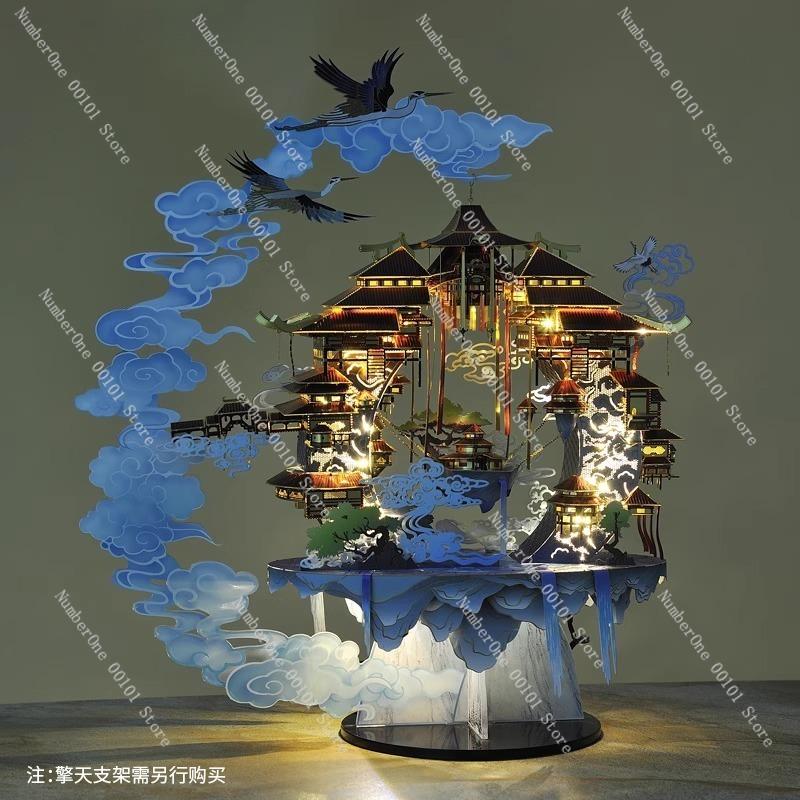 3D Metal Assembly Puzzle Model Kit of Ancient Architecture,High-Difficulty DIY Craft for Adults,Precise Laser-Cut Components