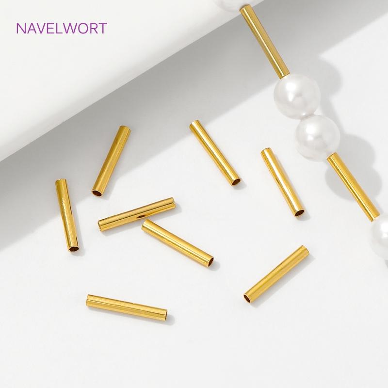 50/100pcs Spacer Beads For Jewelry 18K Gold Plated Brass Tube Beads,Separators For Beads,DIY Bracelets Necklace Making Supplies