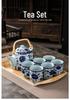 Ceramic Blue and White Teapot with Handle, Large Capacity Retro Herbal Tea Pot, Single Filter, Suitable for Household and Restaurant Use.