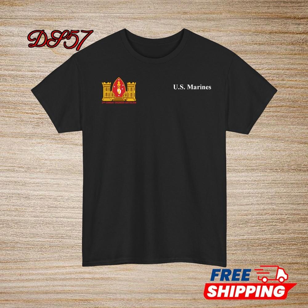 2nd Combat Engineer Battalion USMC Small Logo T-Shirt S to 5XL Made In USA Unisex T-Shirt S