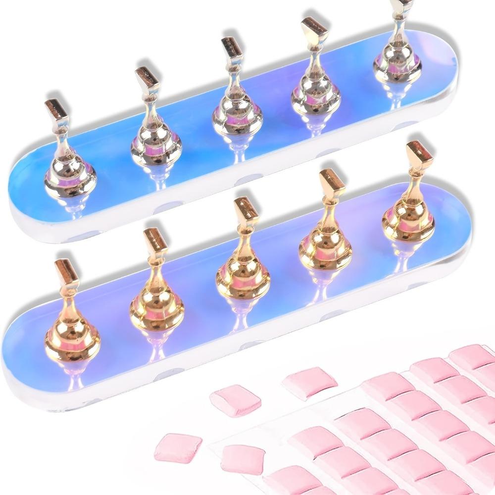 Magnetic Base Nail Stand 2 Base Nail Art Practice Holder Nail Display Stand  Nail Painting