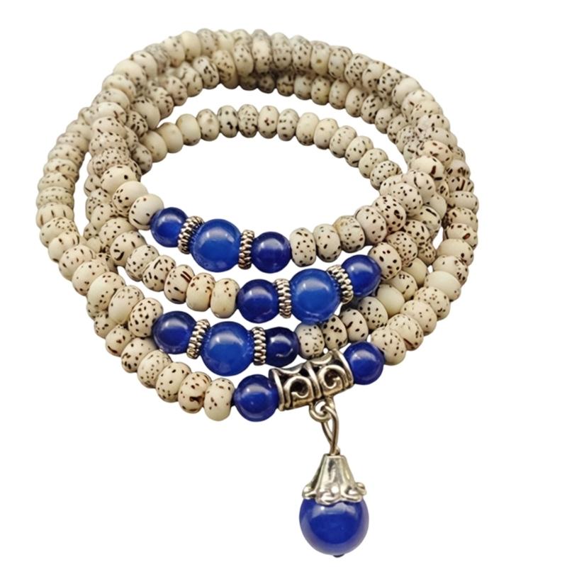 

Natural Star Moon Bodhi Wooden Beads Handmade Buddhist Bracelet For Mindfulness And Yoga
