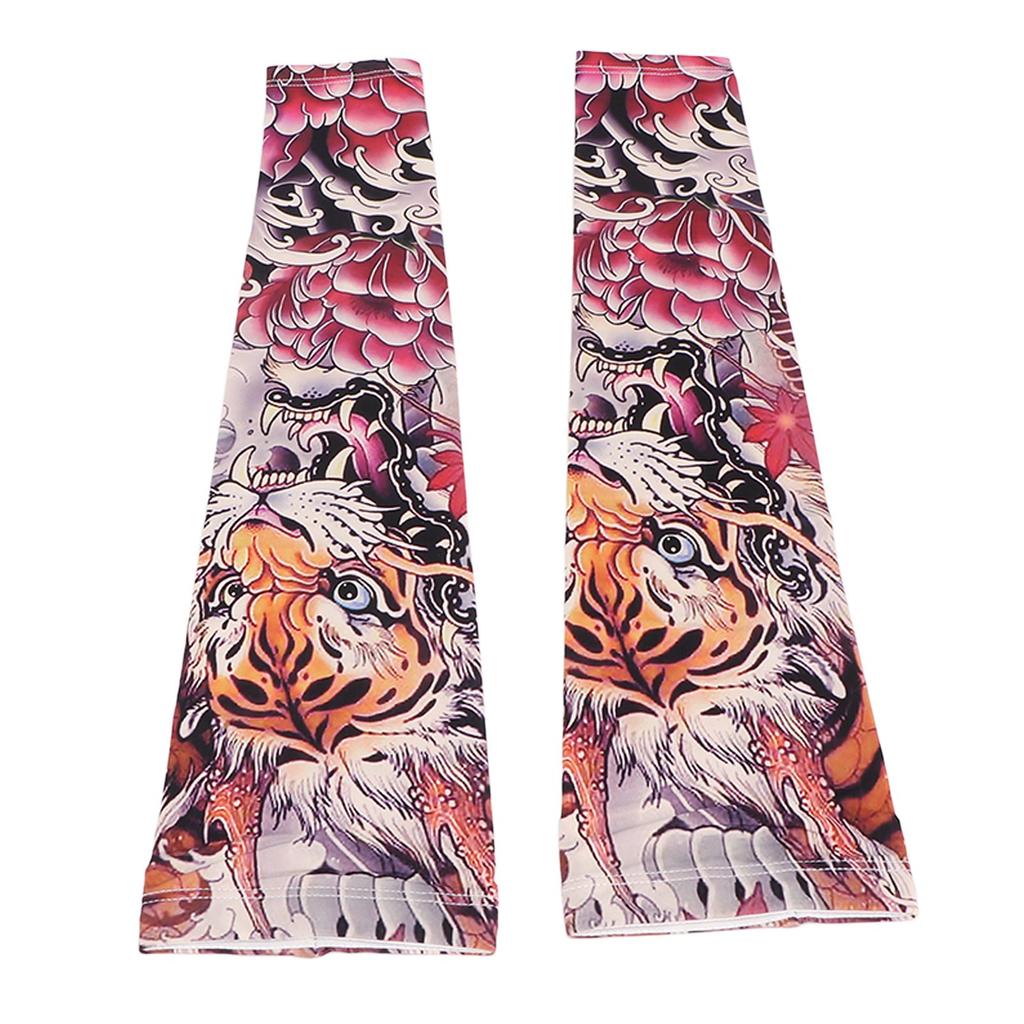 Tattoo Sleeves Seamless Dragon Printed Sun Protection Cover Up Arm Sleeve for Cycling Summer