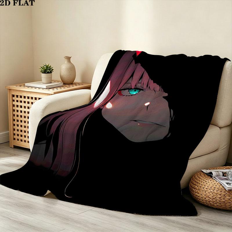 1PC Franxx Zero Two Patterned Flannel Blanket Suitable For All Seasons For Home Decor Warmth And Comfort Gifts Holiday Present