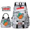 Chainsaw Man Anime Print Student Backpack Set for Girls with Lunch Bag Pencil Case School Daily Use