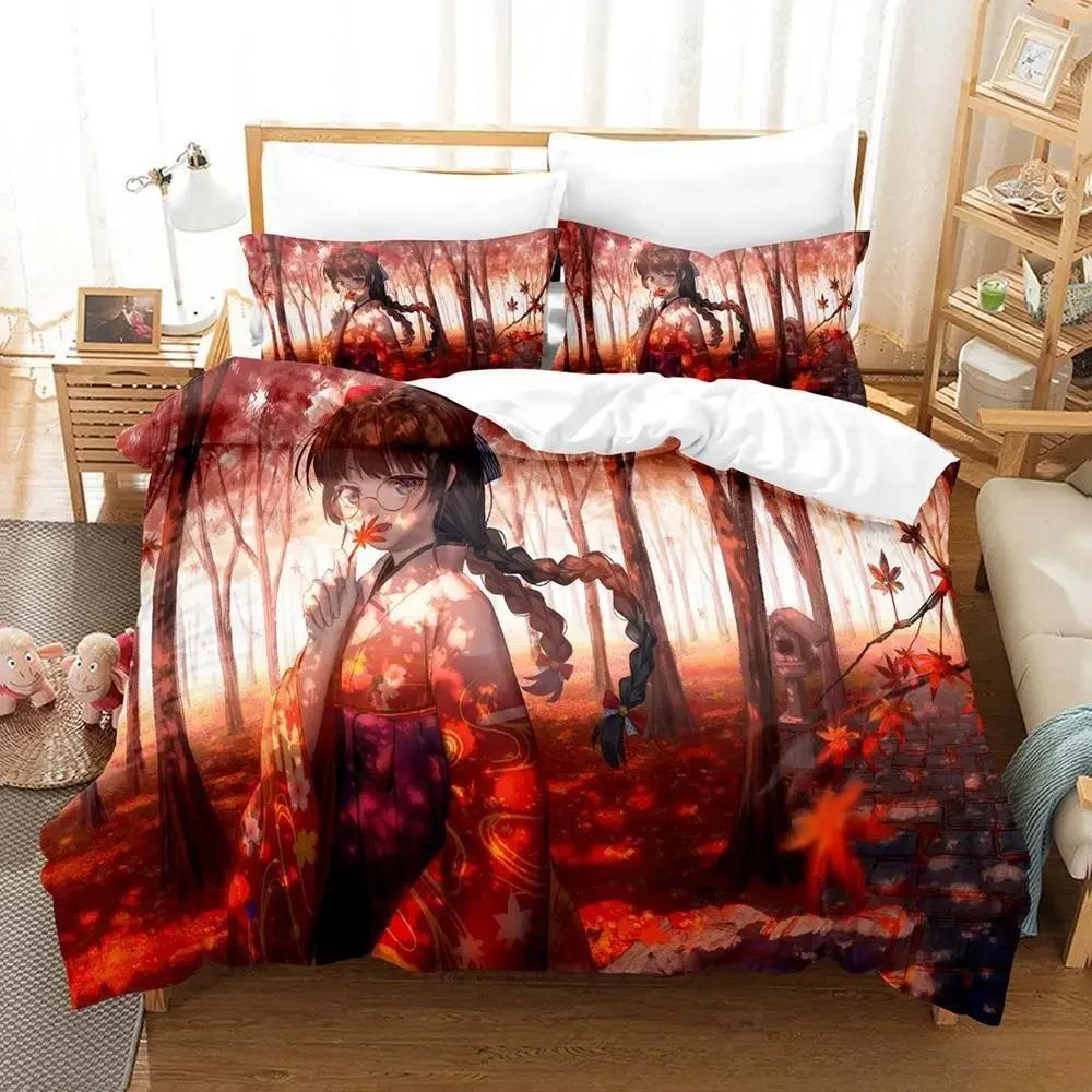 New Virtual Youtuber Tsukino Mito Bedding Set Cartoon Anime Three-piece Set Adult Kid Bedroom Duvet Cover Sets 3D Kawaii Girls