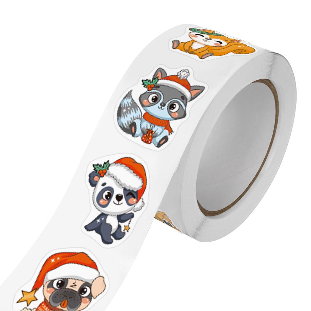 500Pcs Christmas Animals Stickers Roll 2.5cm/1.0'' Party Favors Art Decals DIY Crafts &Decor Journals & Planners Gift Sealing