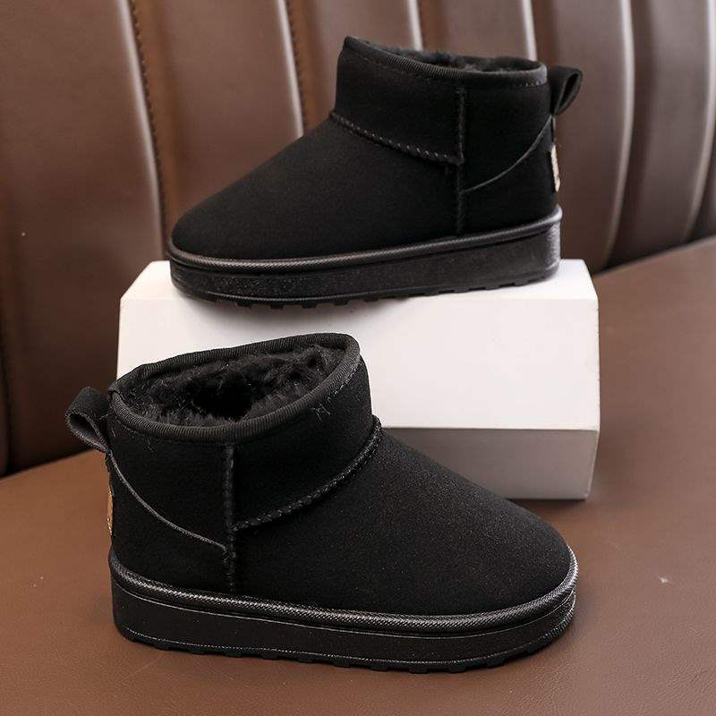 

Зимние новые детские сноубутсы с набивным утолщенным теплым ворсом, ботинки для мальчиков и девочек, уличные нескользящие родительско-детские снежные хлопковые ботинки 25 yards inner length 15.7CM чёрный