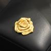 Gold Rose Brooch Retro Romantic Lapel Pin 1Pcs Unisex Anti-deform Clothing Accessory for Date Travel Daily Wear Gift