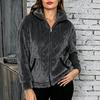 Women's Zip-Up Cardigan Soft Plush Warm Outerwear with Pockets for Fall and Winter