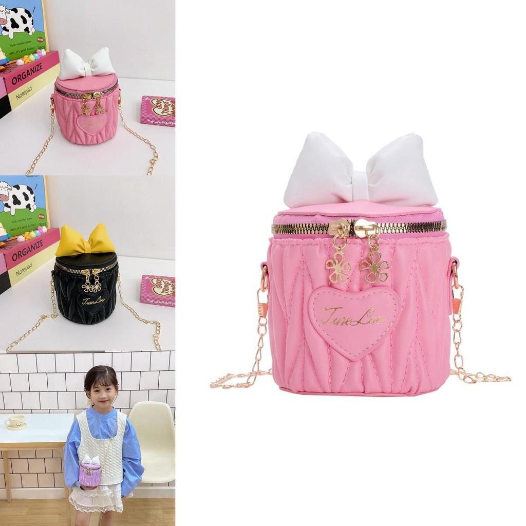 Children Cute Butterfly Knot Pu Water Bucket Bag For Daily Casual Use
