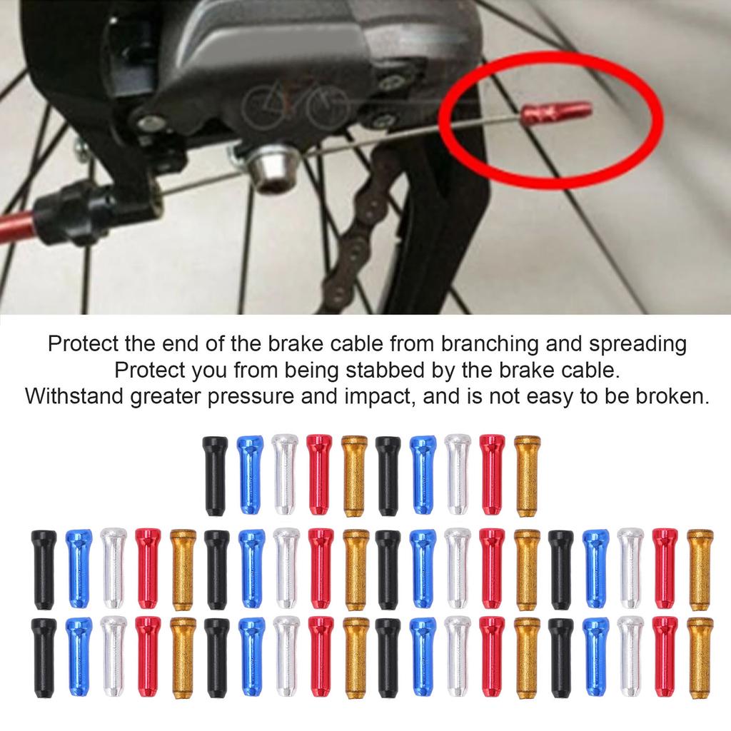 50PCS Bicycle Brake Cable Cap 5 Color Assortment Aluminum Impact Resistant Cable End Crimp