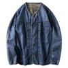 Collarless Denim coat Men's Spring and Autumn Japan fashion Retro Fashion Brand Patchwork Top Export Overplus Order Men's Clothing Jacket