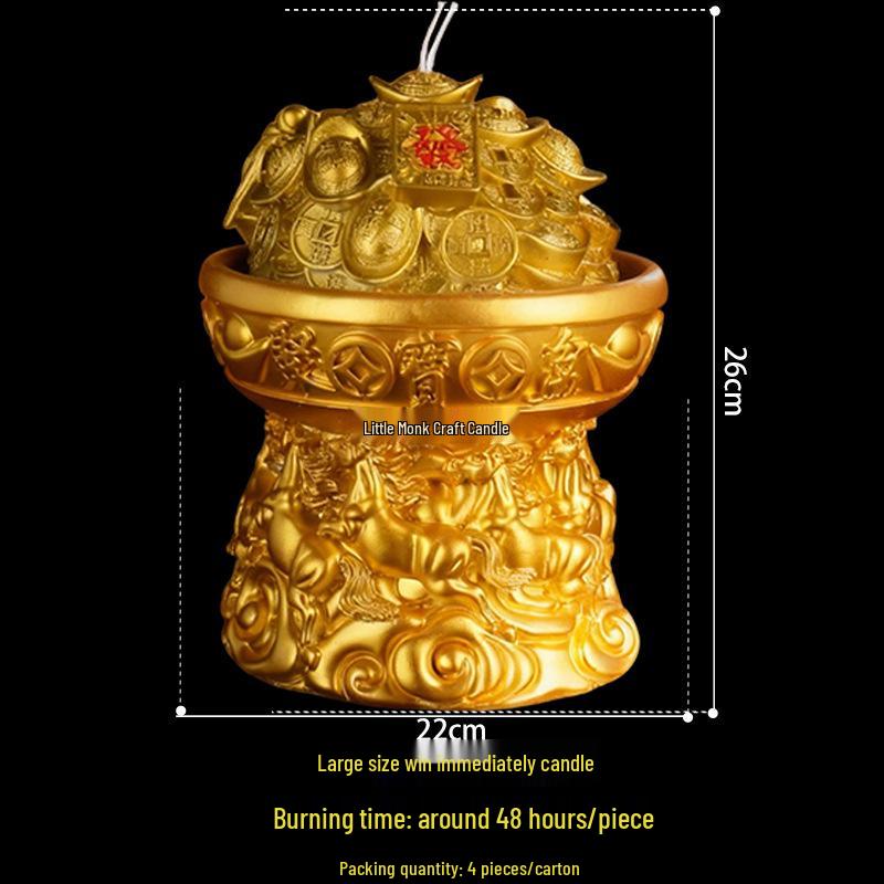 Treasure Bowl Wealth-Attracting Candle for Home and Temple