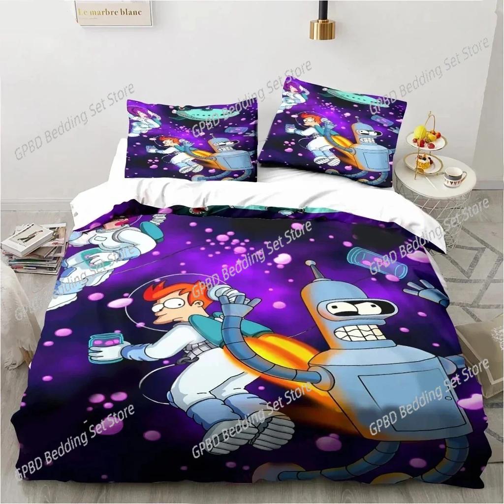 Cartoon Futuramas Bender Bedding Set Duvet Cover Bed Set Quilt Cover Pillowcase Comforter king Queen Size Boys Adult Bedding Set