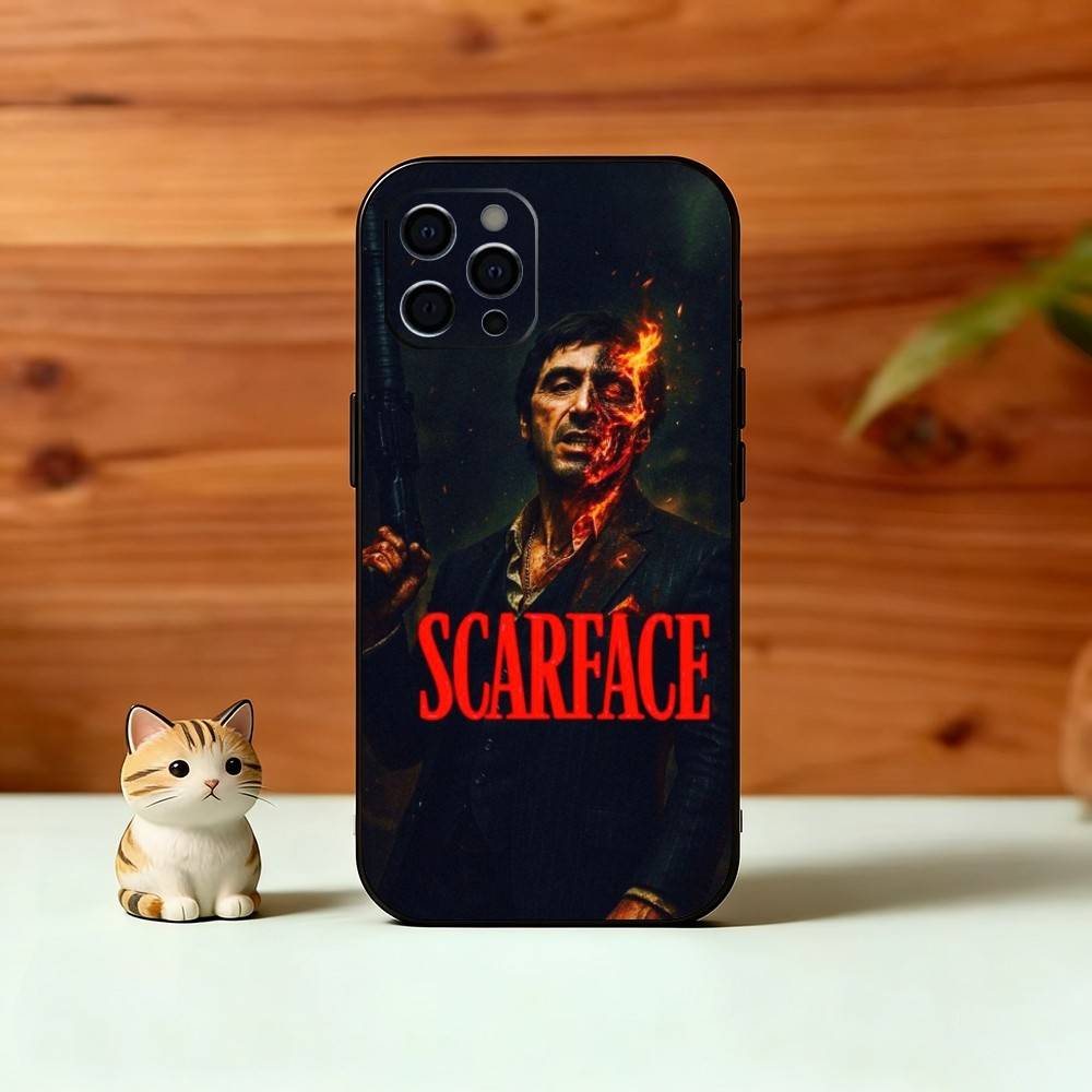 S-Scarface T-Tony Phone Case For iPhone 17,16,15,14,13,12,11 Plus,Pro Max,XS,Soft Silicone Black Cover