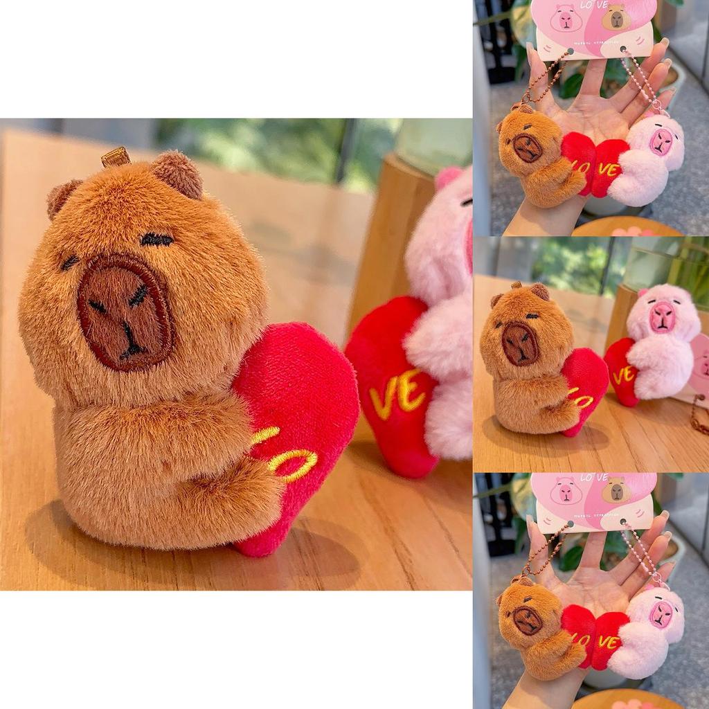 No Ip Plush Heartshaped Capybara Keychain With Magnetic Closure For Gifts