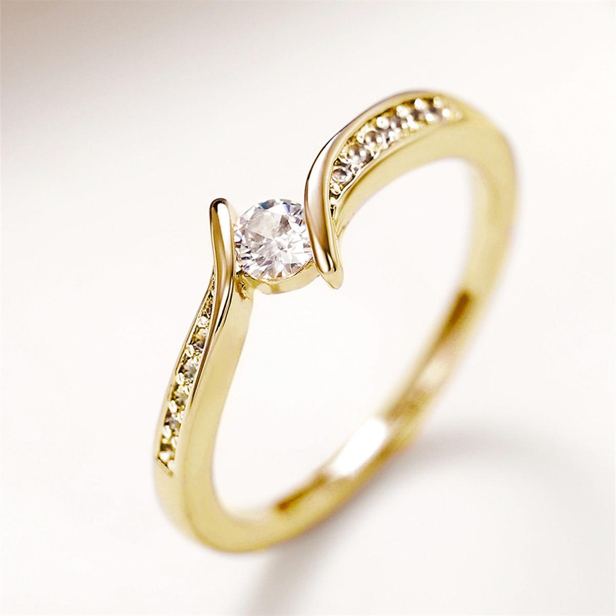 

CAOSHI Chic Two-tone Style Finger Ring Female Engagement Zircon with Brilliant Zirconia Fashion Thin Accessories for Wedding 10