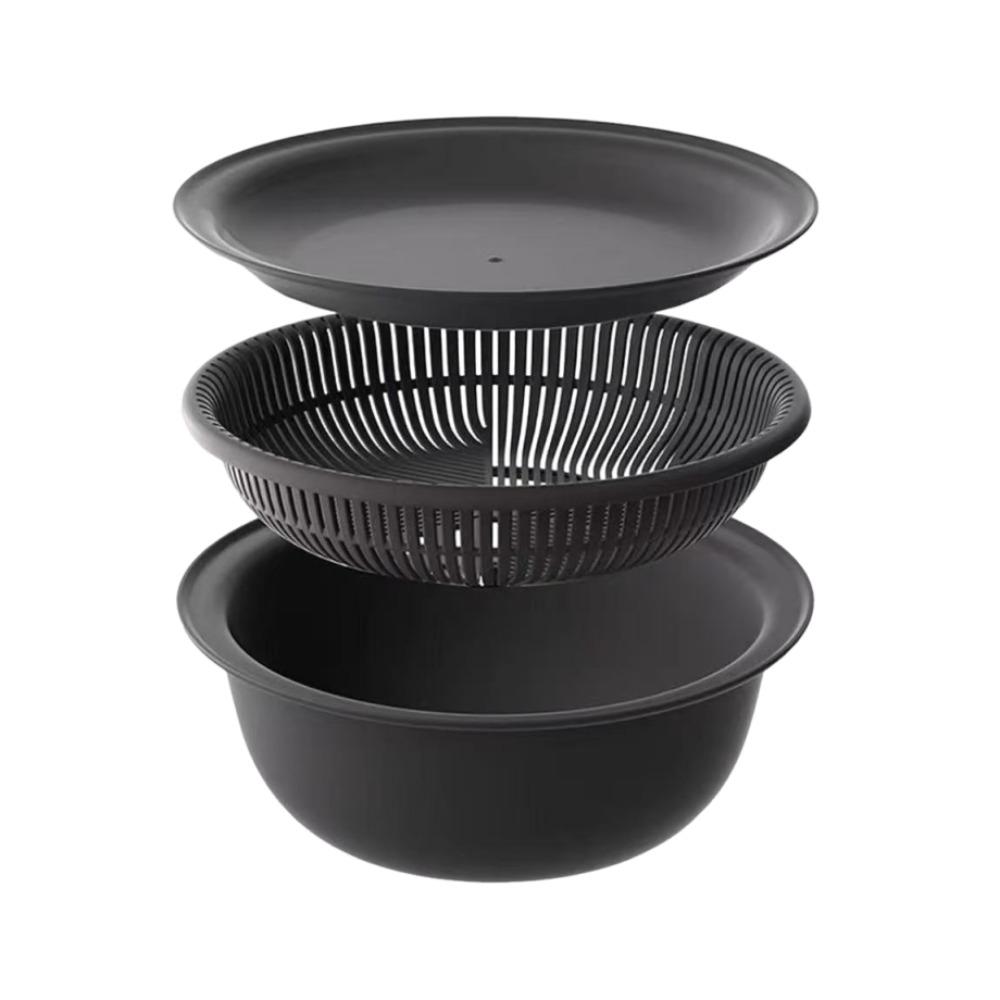 3Pcs/Set Stackable Vegetable Washing Basin Large Capacity Kitchen Colanders Bowl Set  Pasta Strainer