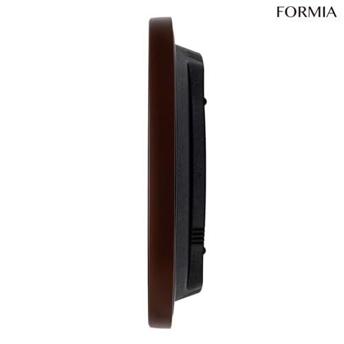 Formia Wall Clock, Radio-Controlled, Quiet, with Temperature and Humidity Monitors, Date, Calendar, Day of the Week, and Nighttime Stop Function, Brow