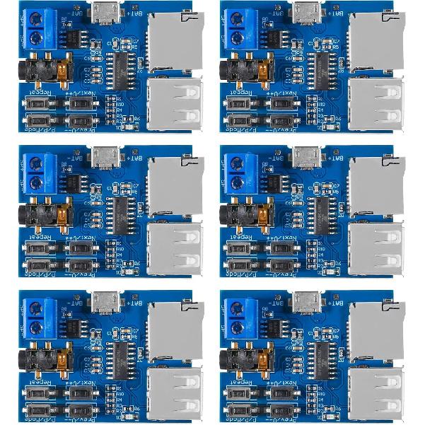 6 Stück Micro-USB-MP3-Decoder-Modul TF-Karte U-Disk MP3-Format Decoder-Platine Verstärker Dekodierung Audio-Player-Modul 3,7-5,5V