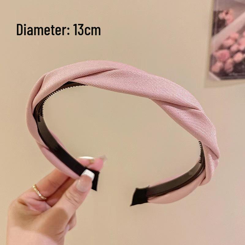 Retro French Wide Skull Top Sponge Headband for Women - Milk Coffee Color Hair Accessory