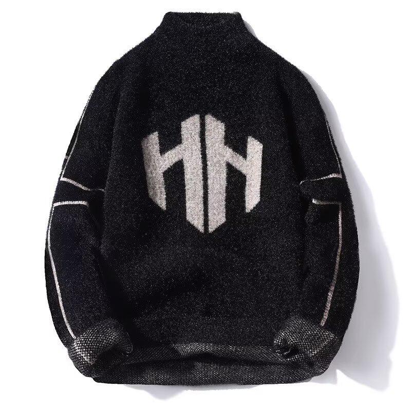 2025 Autumn/Winter Men s Thick Mink Velvet Knitwear – Warm, Round Neck, Youth & Student Style L чёрный