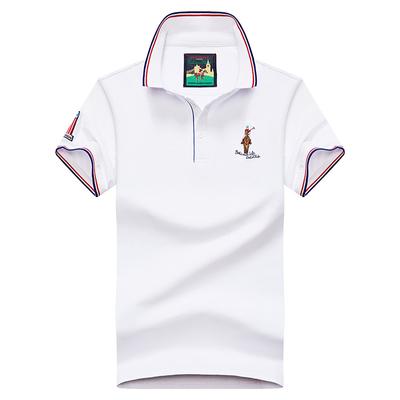 Yaz Erkek Yaka Kısa Kollu T -Gömlek Polo Gömlek Saf Renk T -Gömlek