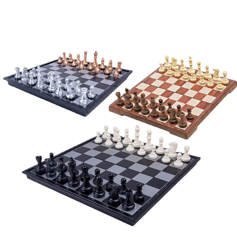 UB AIA Gold-Silver Magnetic Foldable International Chess Board Game for Kids Black & White 3810B-C
