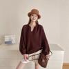 1011 Autumn and Winter New V-neck Sweater Women's Gentle Soft Waxy Lazy Wind Super Good-looking Knitted Inner Bottom Top Women