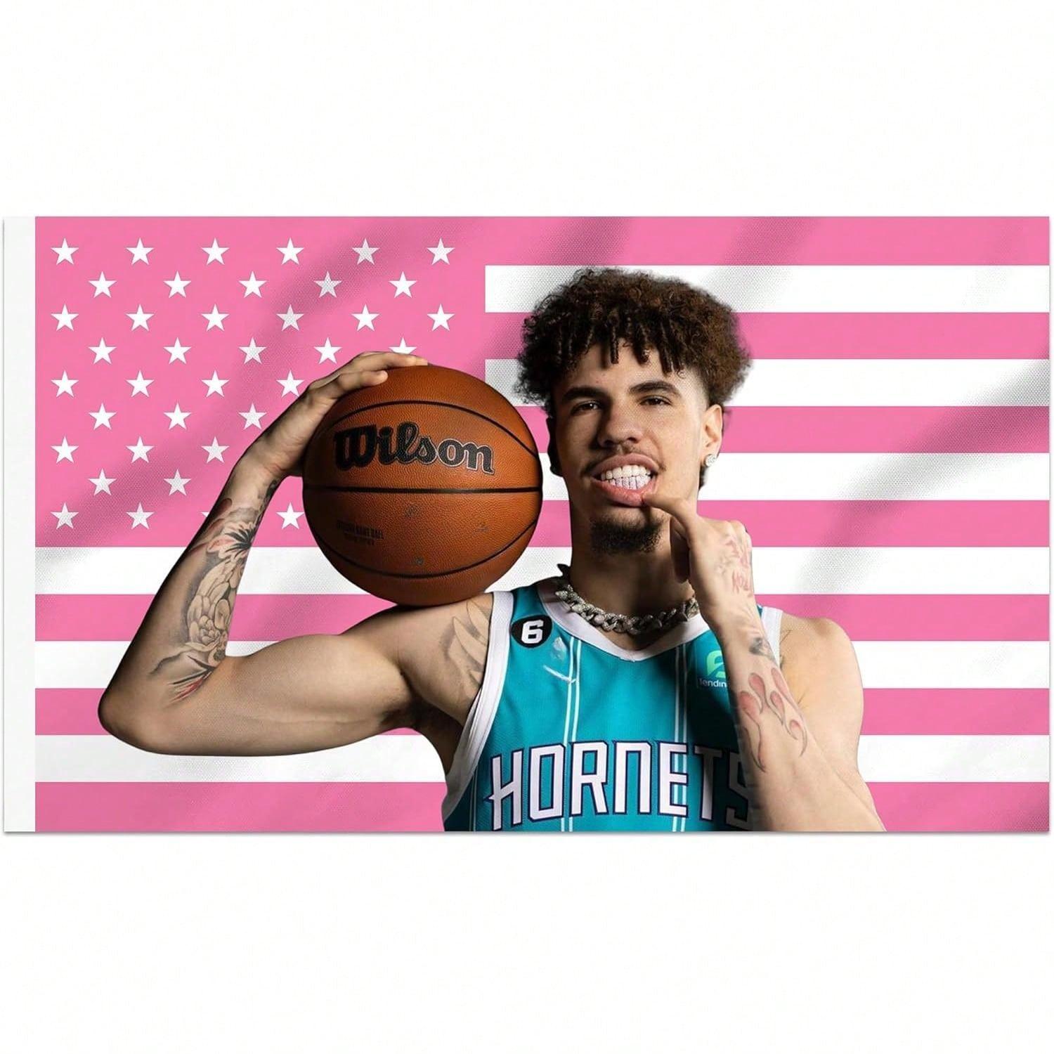 

LaMelo Ball Decorative Flag Indoor Outdoor Wall Tapestry Printed Wall Hanging for Dorm Room Bedroom Porch Basketball Fan 74x94cm(29x37in)