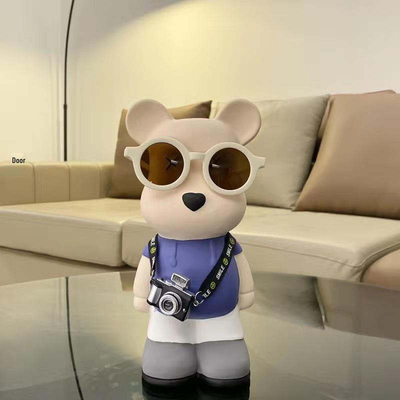 Cartoon Bear Piggy Bank: Creative Modern Ceramic Ornament for Living Room
