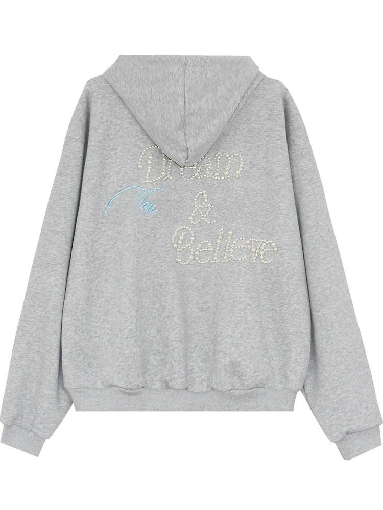 Retro Hong Kong Sle Printed Hoodie Sweatirt Ex Autumn Faion Classy Coat Casual Cotton Blend Fabric Long Sve