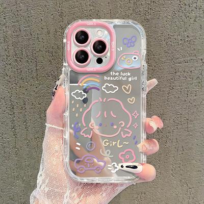 Kreskówkowa dziewczyna odpowiednia na etui do telefonu komórkowego Apple 16 Iphone14promax Wszystkie 13 Lustro 12/11 Słodkie 15