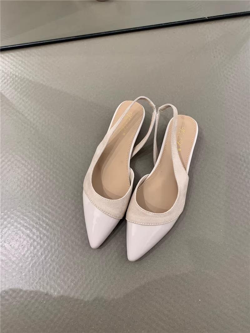 

Французская универсальная сумка head drag женская весна-лето 2025 новый темперамент остроносые сандалии для поездок на работу легкий ветер плоская обувь 40 абрикосовый