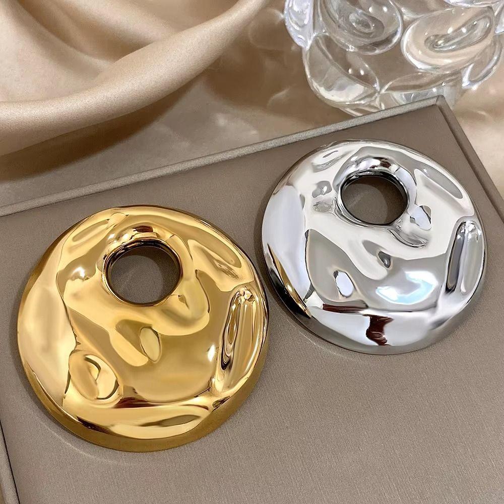 Gold/Silver Color Water Ripple Pins Retro Hollow Out Brooch Irregular Geometric Brooch  Women
