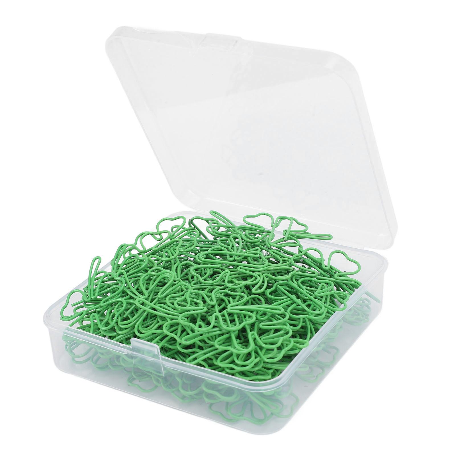 

100PCS Green Paper Clip Stainless Steel Decorative Paperclips for Home School Office 4 Leaf