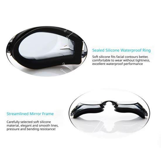Adults Swim Goggles with Storage Case Waterproof No Leakage Anti-Fog UV Protection Clear Lens Men Women Swimming Goggles Eyewear