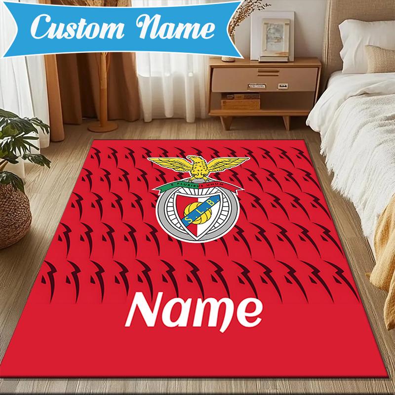 Custom Name Benfica Crest Rug Game Carpet, Floor Mat for Bedroom Living Room Entryway Rug, Home Decor Idea Gift for Christmas Birthday