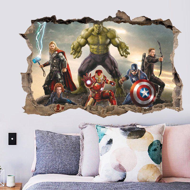 Superior Quality Avengers 3d Wall Sticker Multicolor Mural Art Poster For Kids Rooms