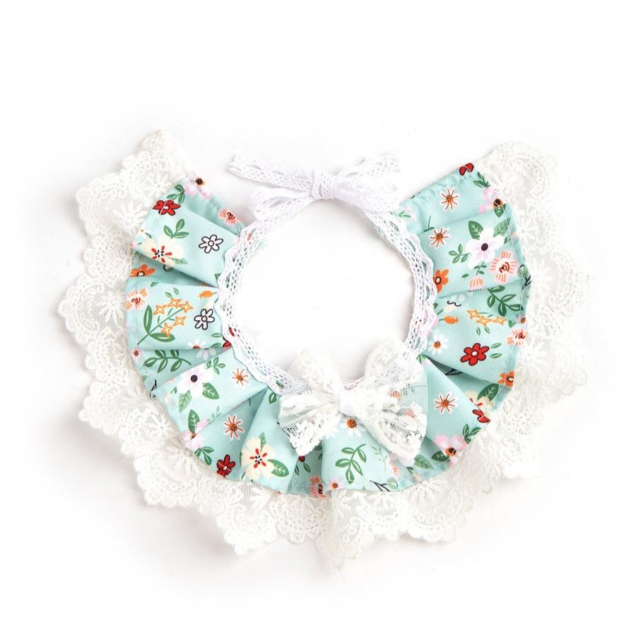 Lace Bow Floral Pet Bib Saliva Towel For Cat Dog Neck Scarf