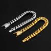 European and American Hip Hop 12mm Diamond Buckle Stainless Steel Round Grinding Encryption Cuban Chain Electroplating Titanium Steel Men's Bracelet