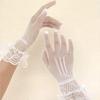 Black White Summer Uv-proof Driving Gloves Female Thin Fishnet Mesh Gloves Fashion Ruffle Full Finger Lace Mittens