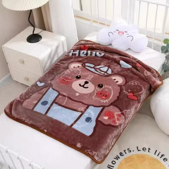 Thickened Newborn Baby Blanket - Double-Layer Raschel Cartoon for Autumn/Winter