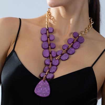 Trendy High Quality Colorful Acrylic Resin Big Long Necklace For Women Party Holiday Jewelry Exaggerated Choker