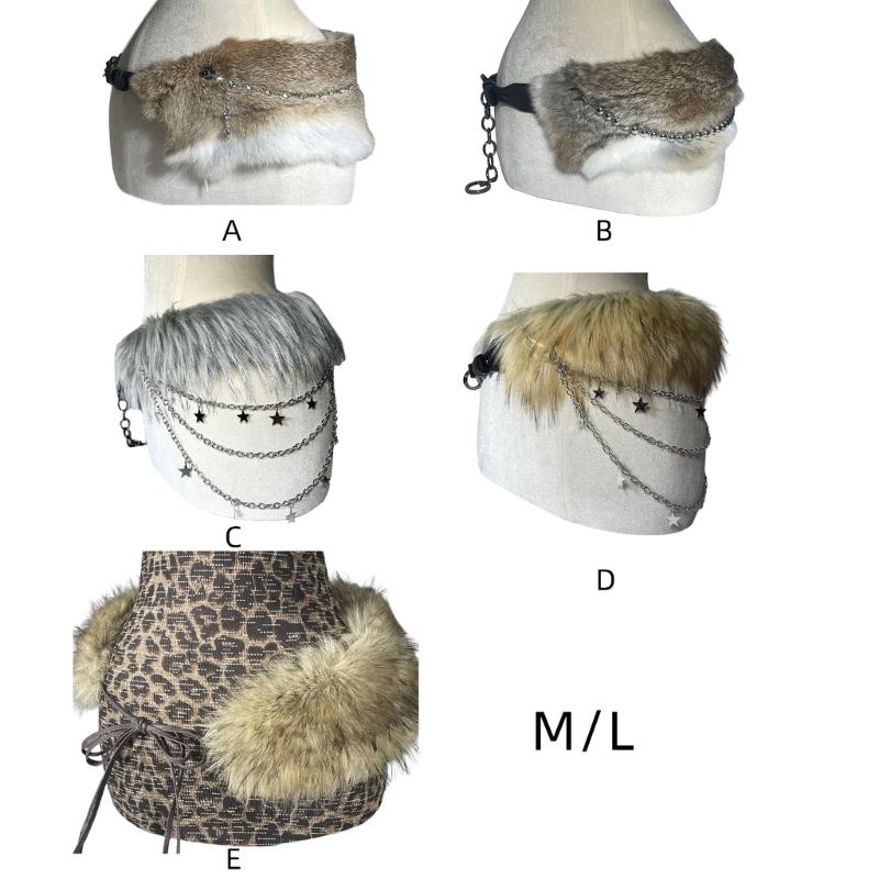 Furred Waist Belt Belly Chain for Dress Chain Belt for Women Waist Chain Belt Cowboy Waist Chain Luxurious Belt