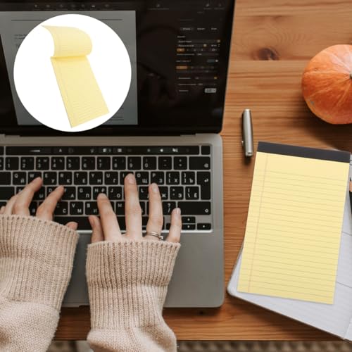 STOBOK Legal Pads, 4-Pack, Lined Memo Pads, A5 Size with Cutouts, Portable, Business Memos, Meeting Records, Student Notebook, Home Office Stationery,