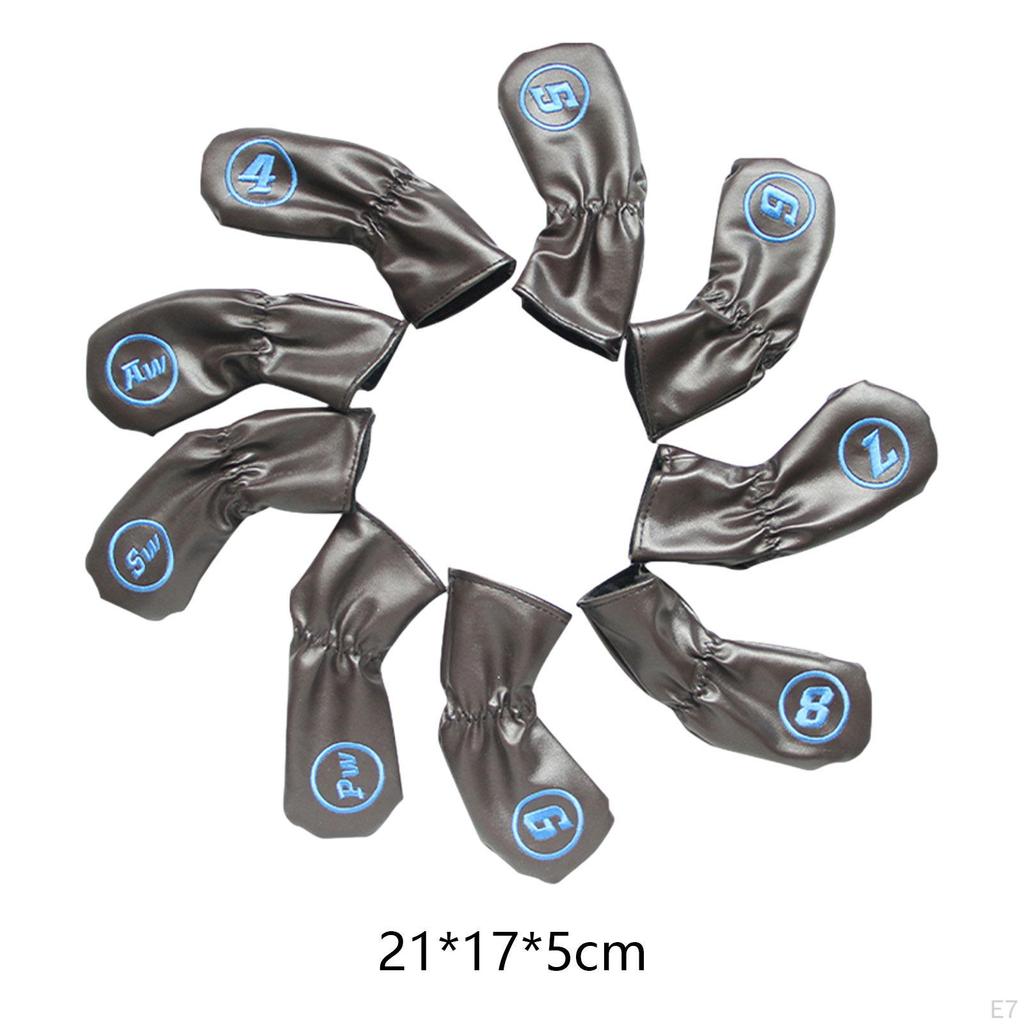 9 Pieces Golf Club Head Cover Iron Covers Set Wedges Headcovers Gift Protector for