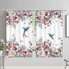 Watercolour Leaves Hummingbird Curtains Living Room Bedroom Home Decor Curtains Floral Polyester Shower Curtain with Hooks