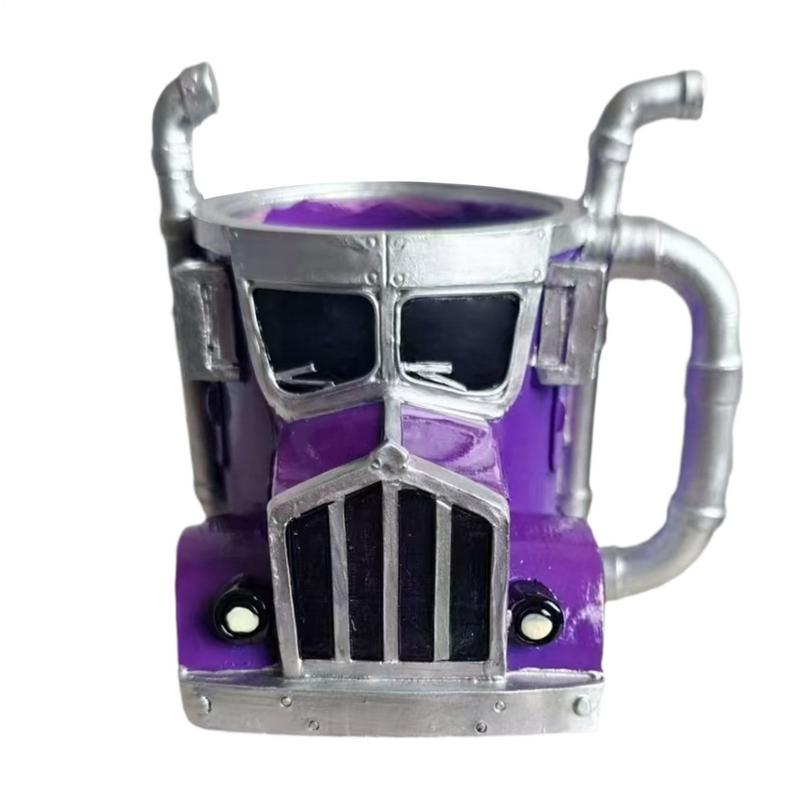 Truck Mug 420MLTruck Driver Mug Handcrafted Stainless Steel Resin Truck Coffee Mug Trailer Shaped Coffee Cup For Coffee